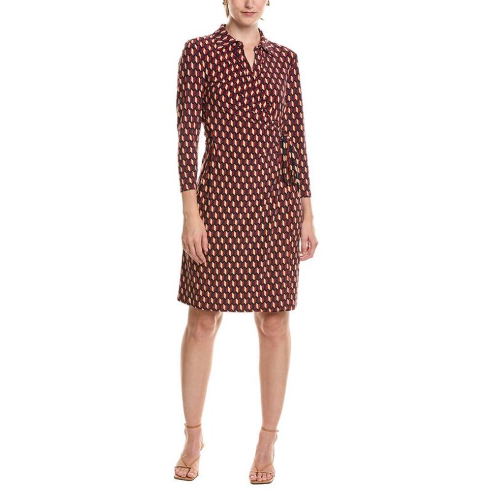 Anne Klein Womens Wrap Shirtdress, Brown
